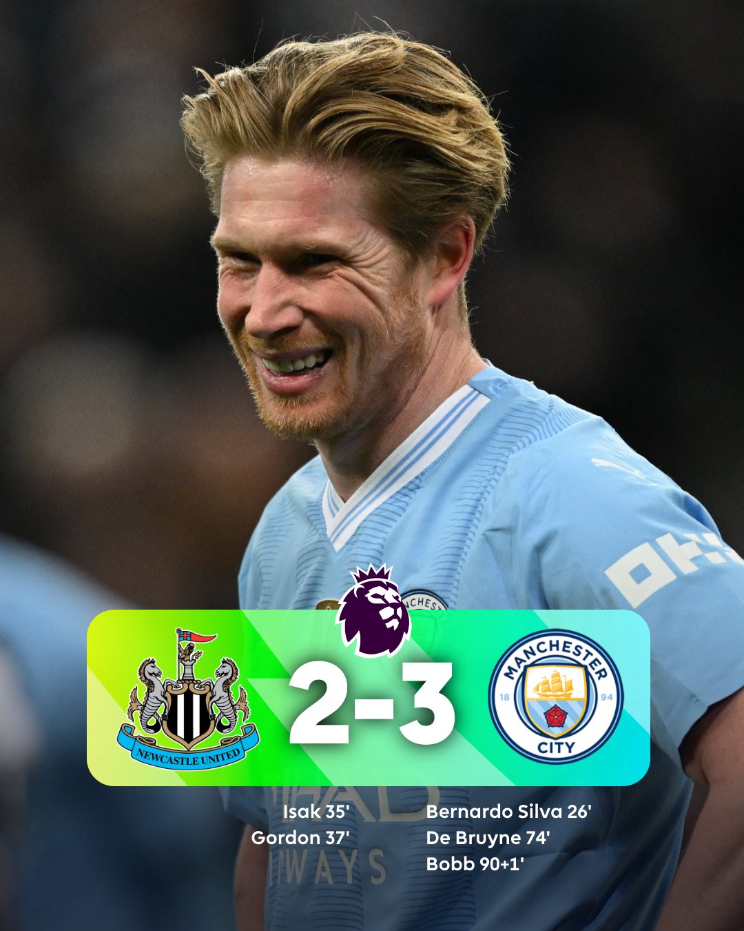 Man City grab late winner against Newcastle