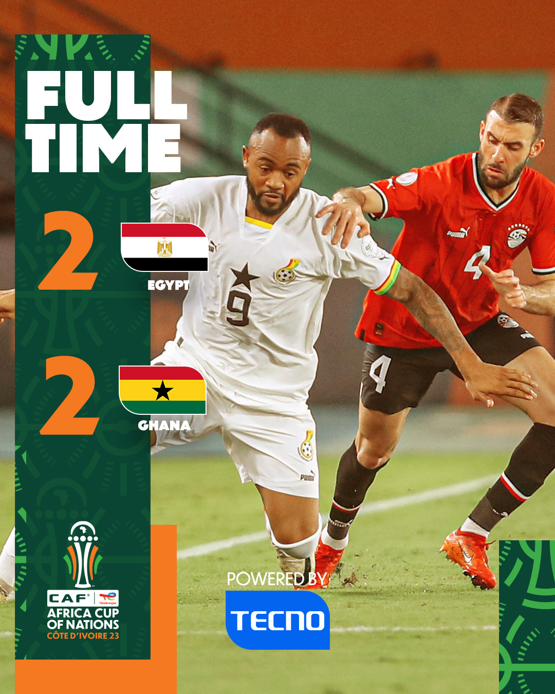 AFCON: Egypt, Ghana share the spoils in end to end encounter