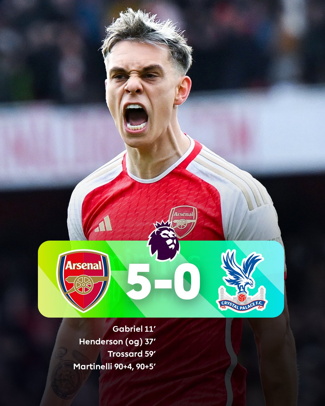 Arsenal hit Palace with five, reigniting title hopes
