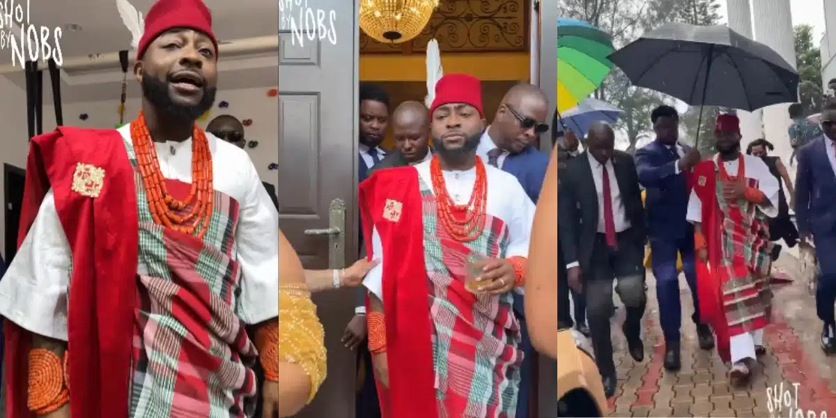 #Chivido2024: Davido causes uproar as he steps out in Igbo attire for his wedding