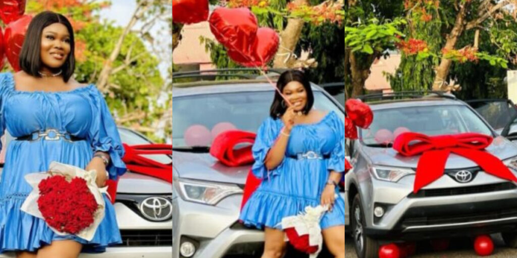 Ruby Ojiakor pays tribute to late Junior Pope as she purchases a brand new car