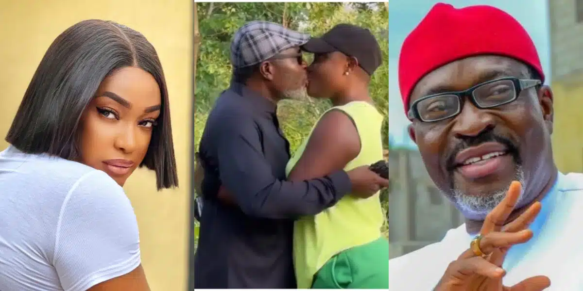 Lizzy Gold triggers reactions online as she locks lips with Kanayo on movie set