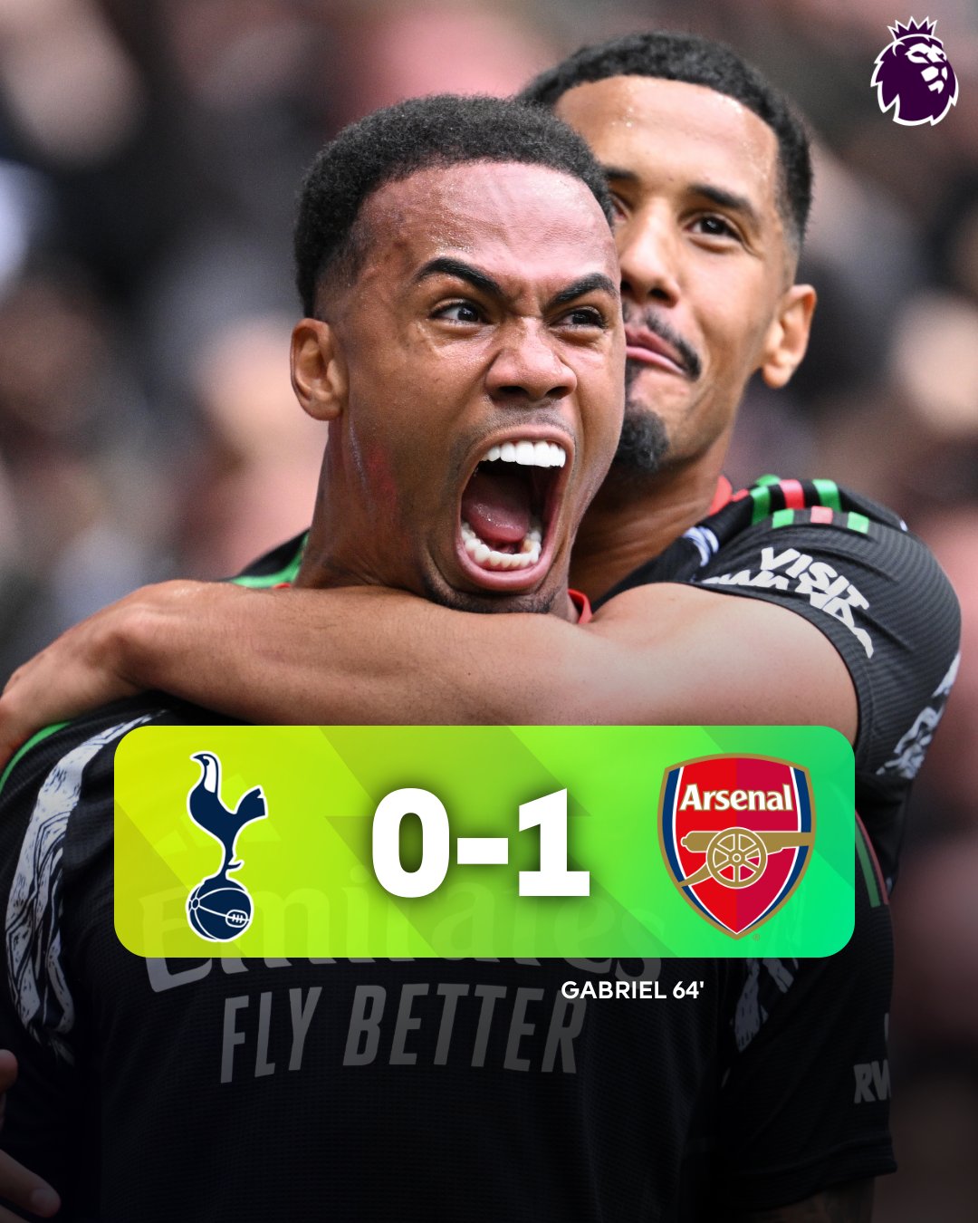 Arsenal move to second with win over Tottenham