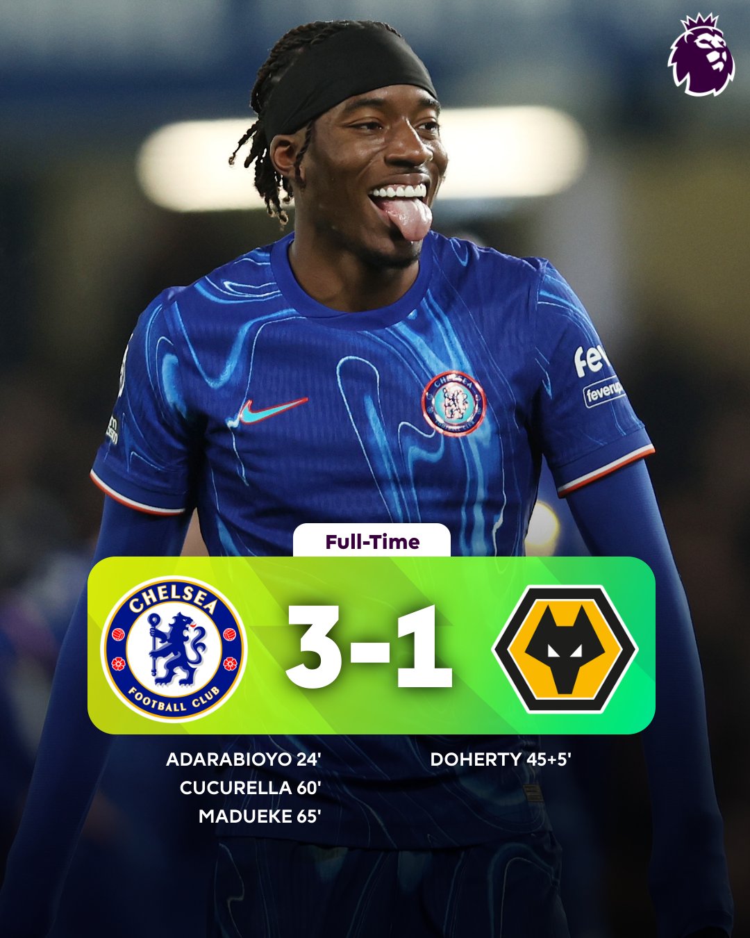 Chelsea displace City with win over Wolves