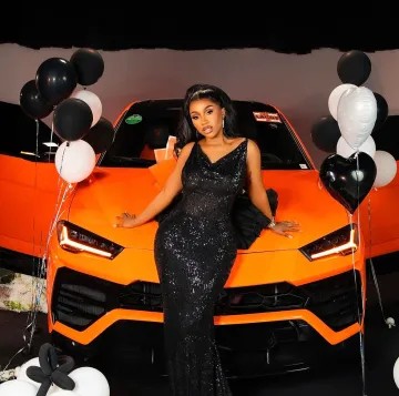 Mercy Eke unveils latest Lamborghini amid Burna Boy, Sophia drama
