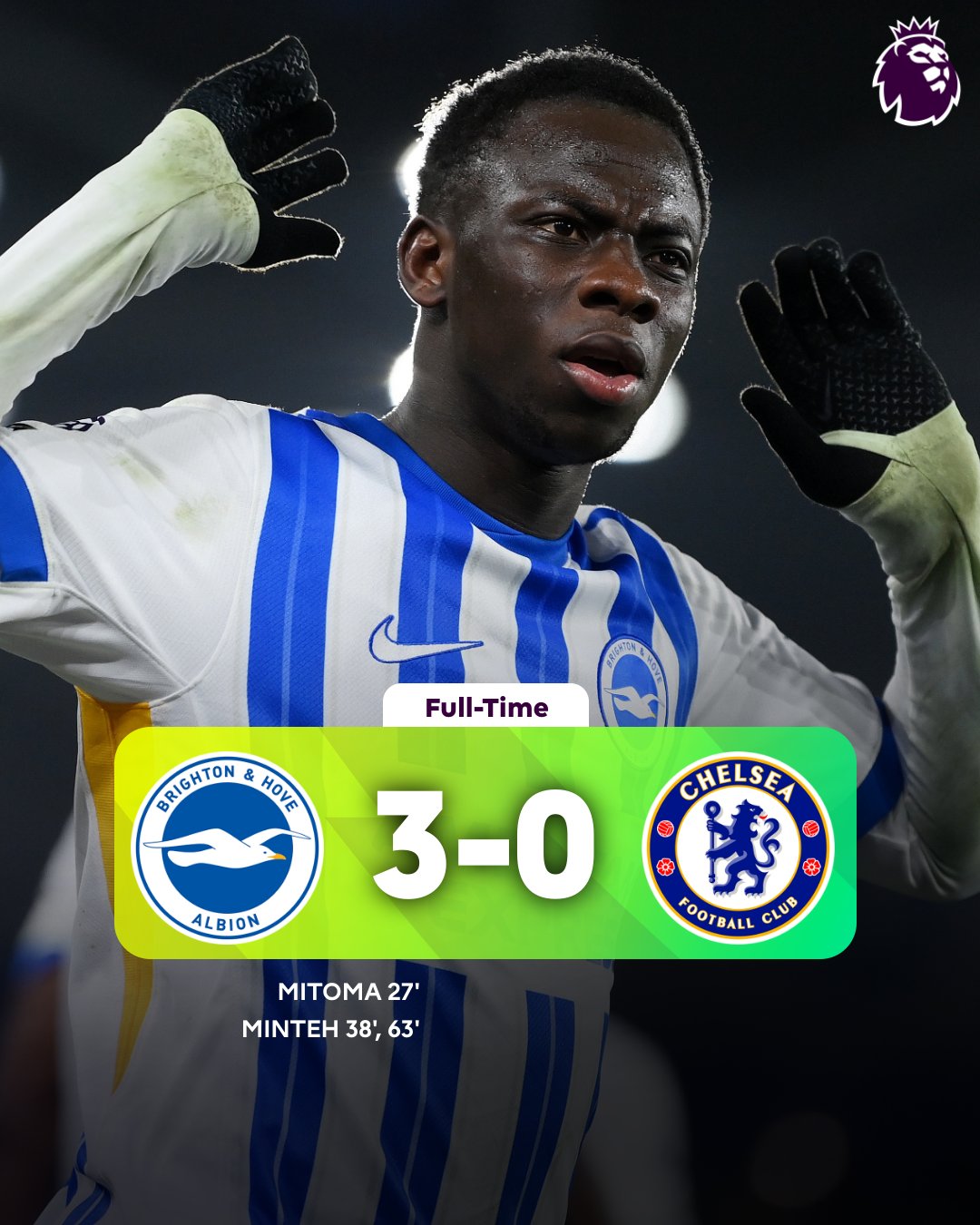 Brighton undo Chelsea with 3-0 win