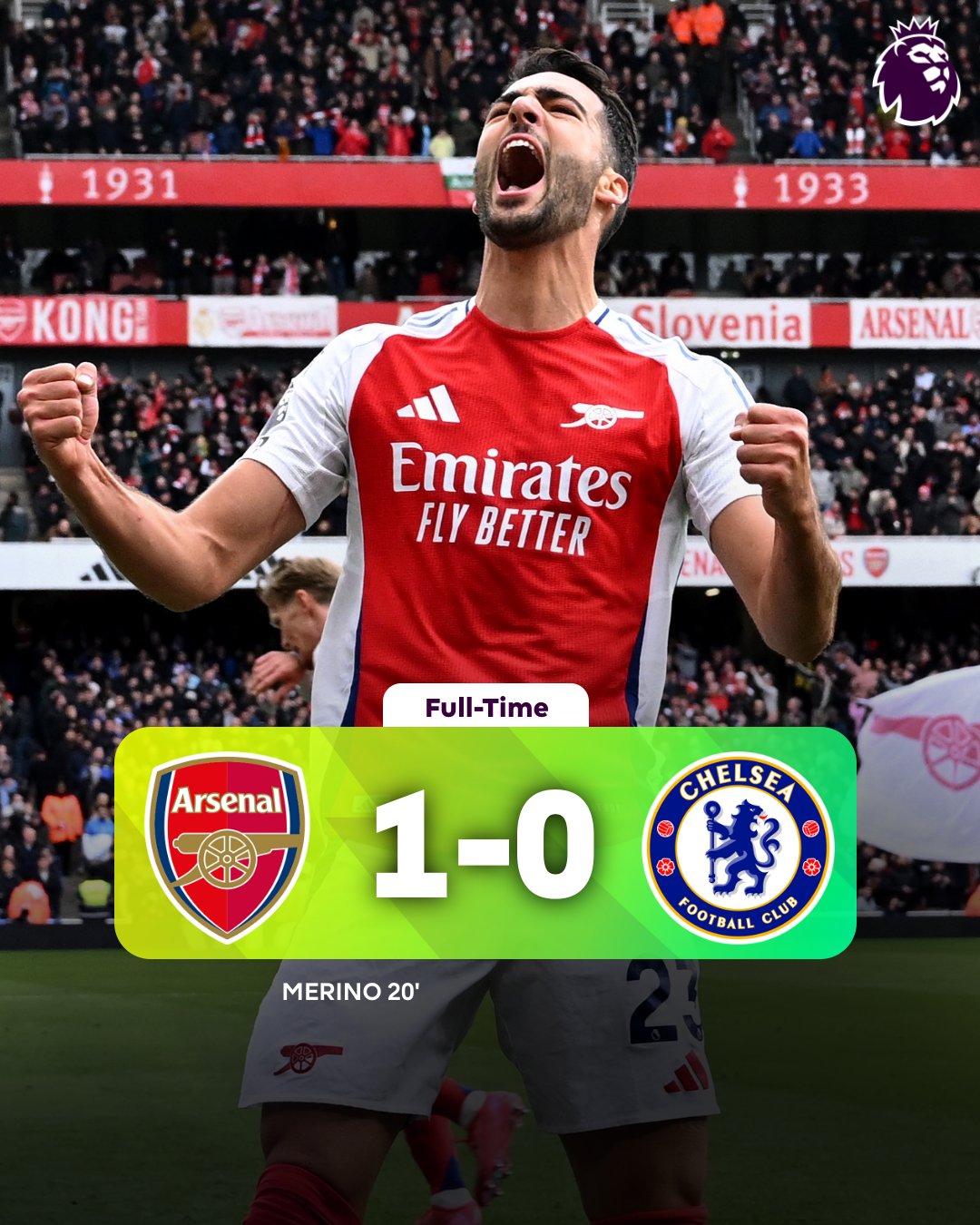 EPL: Arsenal edge Chelsea with lone goal