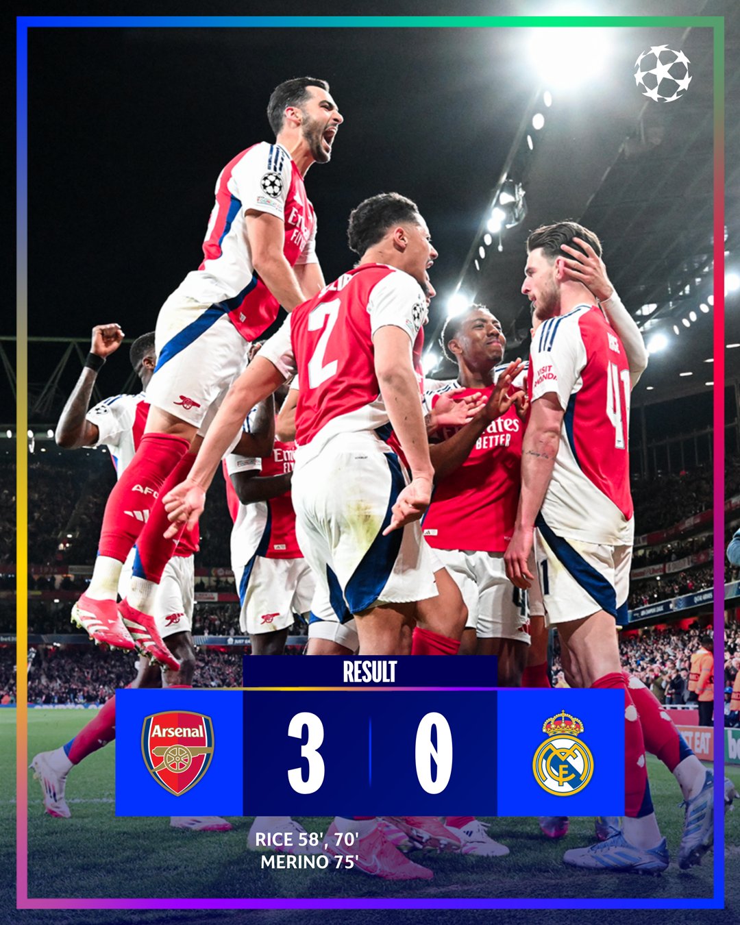 UCL Quarter finals: Arsenal stun Madrid in first leg victory