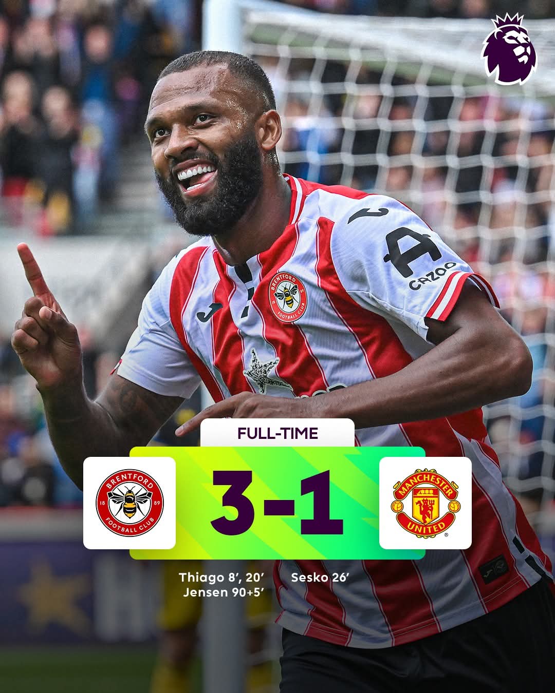 EPL: Sesko scores first United goal in defeat to Brentford