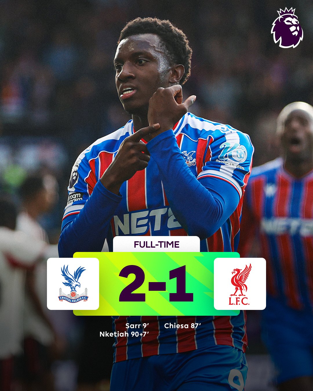 Crystal Palace end Liverpool’s winning run with late goal