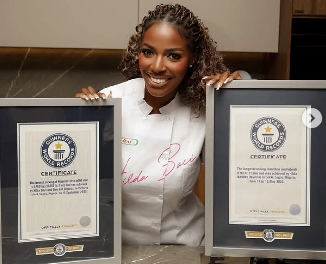 Hilda Baci Breaks Another Guinness World Record with Massive Lagos Jollof Rice Event