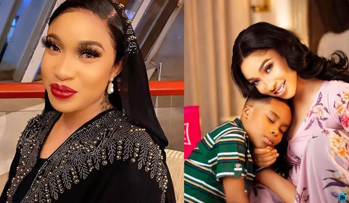 Touching Moment: Tonto Dikeh Posts Son’s Reunion With His Father