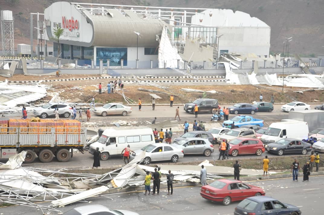 Newly Built Kugbo Bus Terminal Roof Ripped Off in Abuja Rainstorm